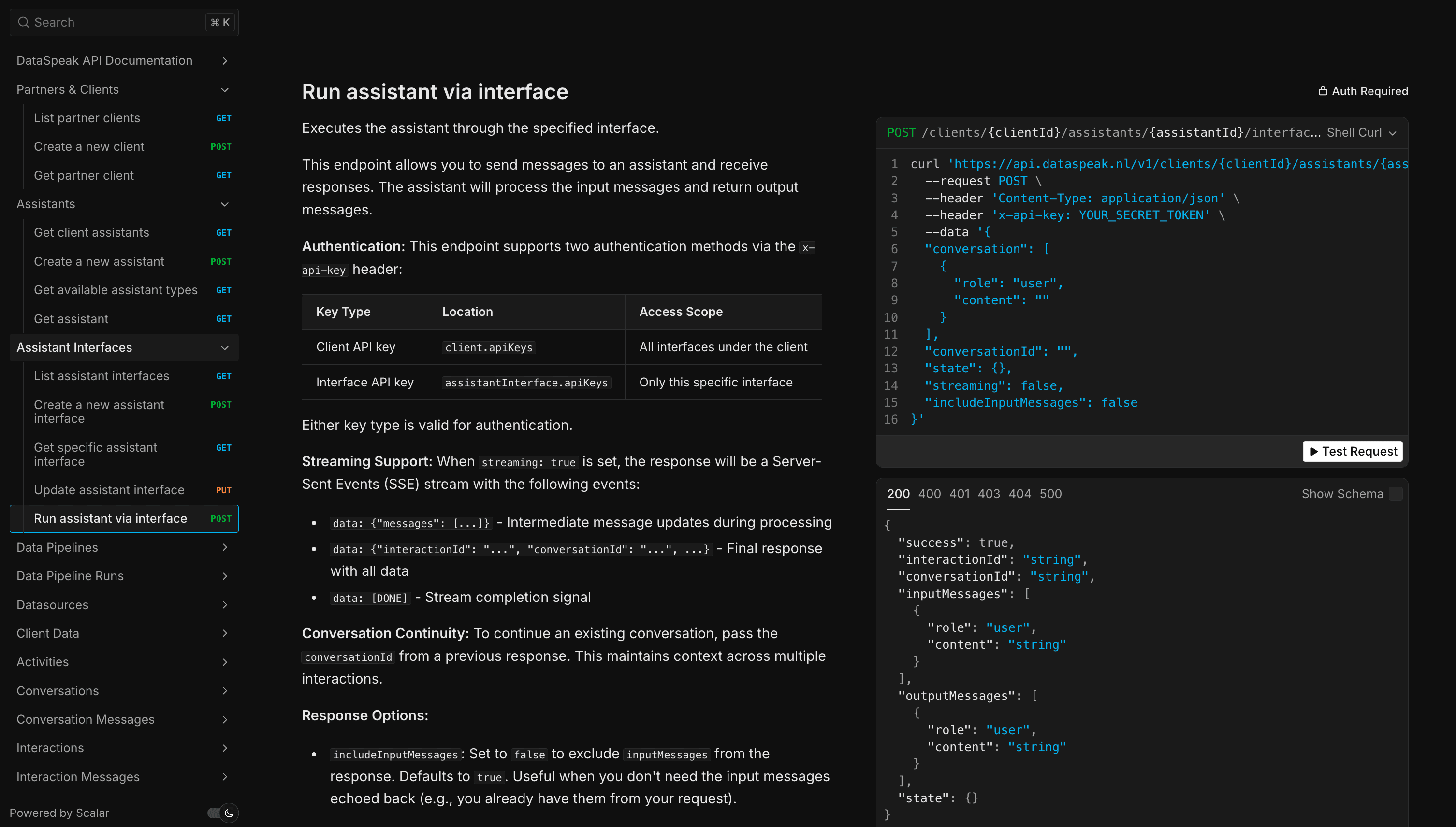 DataSpeak API documentation on api.dataspeak.nl